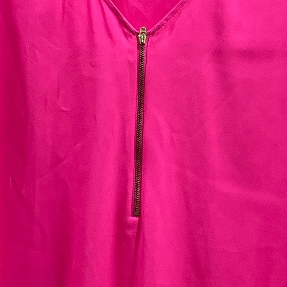 Express Women's Hot Pink Zip-Front Blouse - Picture 2 of 3